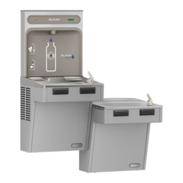 Elkay ezH2O Bottle Filling Station with Mechanically Activated Bi-Level ADA Cooler Filtered Refrigerated Light Gray