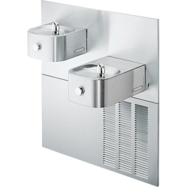 Elkay Soft Sides Bi-level ADA Fountain with Mounting Frame Filtered Refrigerated Stainless