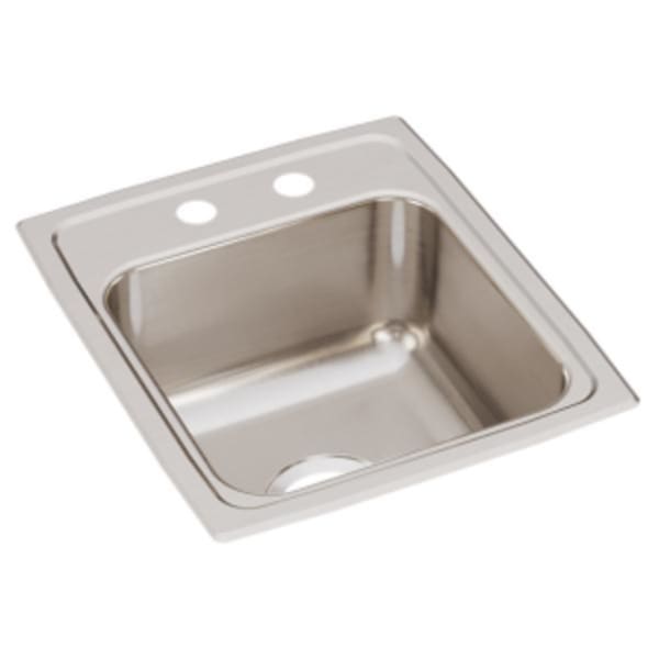 Elkay Lustertone Classic Stainless Steel 15" x 17-1/2" x 7-5/8" 2-Hole Single Bowl Drop-in Bar Sink