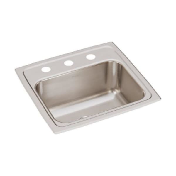 Elkay Lustertone Classic Stainless Steel 17" x 16" x 7-5/8" 3-Hole Single Bowl Drop-in Sink