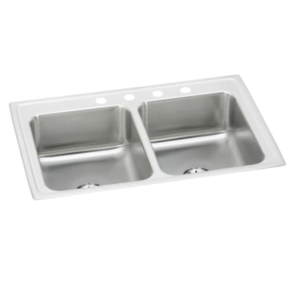 Elkay Lustertone Classic Stainless Steel 33" x 21-1/4" x 7-7/8" 2-Hole Equal Double Bowl Drop-in Sink w/ Perfect Drain