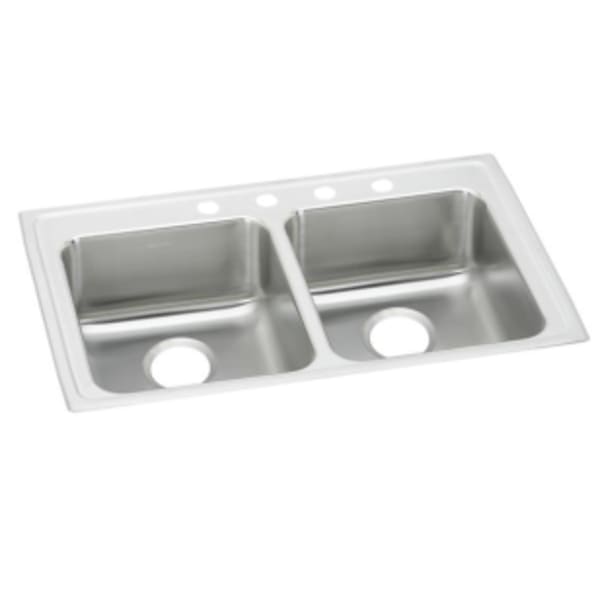 Elkay Lustertone Classic Stainless Steel 29" x 22" x 6" 4-Hole Equal Double Bowl Drop-in ADA Sink