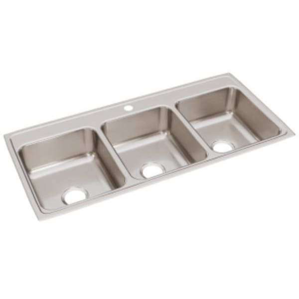 Elkay Lustertone Classic Stainless Steel 46" x 22" x 7-5/8" 1-Hole Triple Bowl Drop-in Sink
