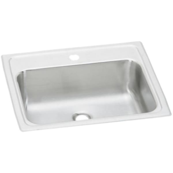 Elkay Celebrity Stainless Steel 19" x 17" x 6-1/8" 1-Hole Single Bowl Drop-in Bathroom Sink with Overflow