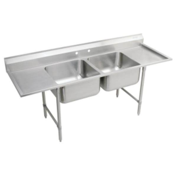 Elkay Rigidbilt Stainless Steel 89-1/4" x 29-3/4" x 12-3/4" Floor Mount Double Compartment Scullery Sink Drainboard