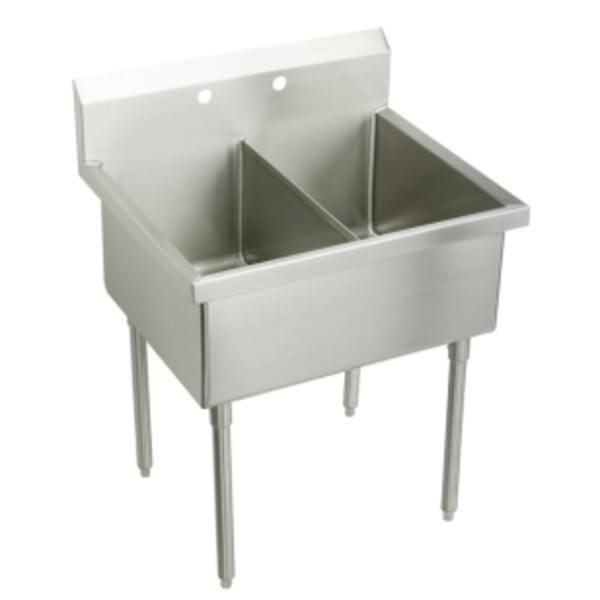 Elkay Sturdibilt Stainless Steel 33" x 27-1/2" x 14" Floor Mount Double Compartment Scullery Sink