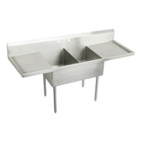 Elkay Sturdibilt Stainless Steel 84" x 27-1/2" x 14" Floor Mount Double Compartment Scullery Sink with Drainboard