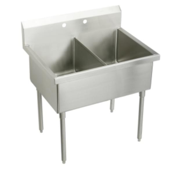 Elkay Sturdibilt Stainless Steel 51" x 27-1/2" x 14" Floor Mount Double Compartment Scullery Sink