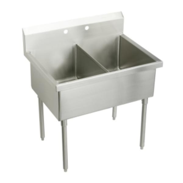 Elkay Sturdibilt Stainless Steel 57" x 27-1/2" x 14" Floor Mount Double Compartment Scullery Sink