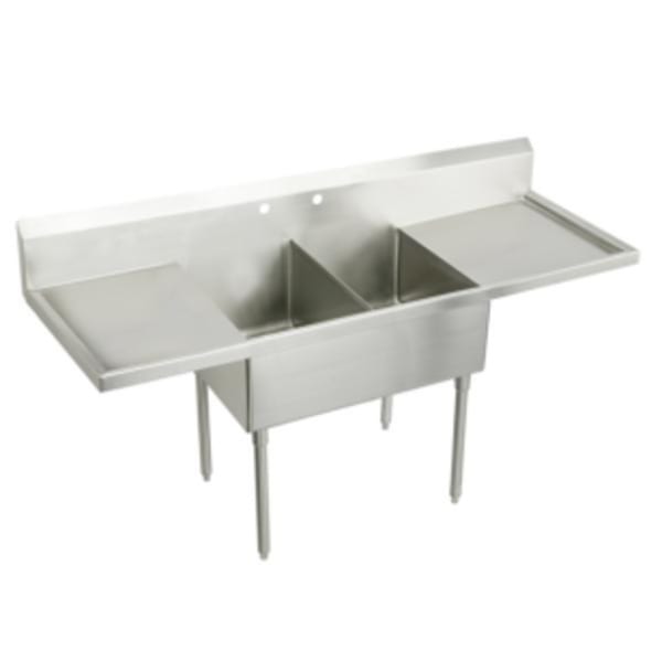 Elkay Sturdibilt Stainless Steel 102" x 27-1/2" x 14" Floor Mount Double Compartment Scullery Sink with Drainboard