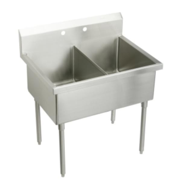 Elkay Sturdibilt Stainless Steel 63" x 27-1/2" x 14" Floor Mount Double Compartment Scullery Sink