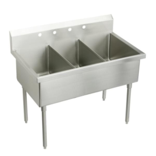 Elkay Sturdibilt Stainless Steel 48" x 27-1/2" x 14" Floor Mount Triple Compartment Scullery Sink
