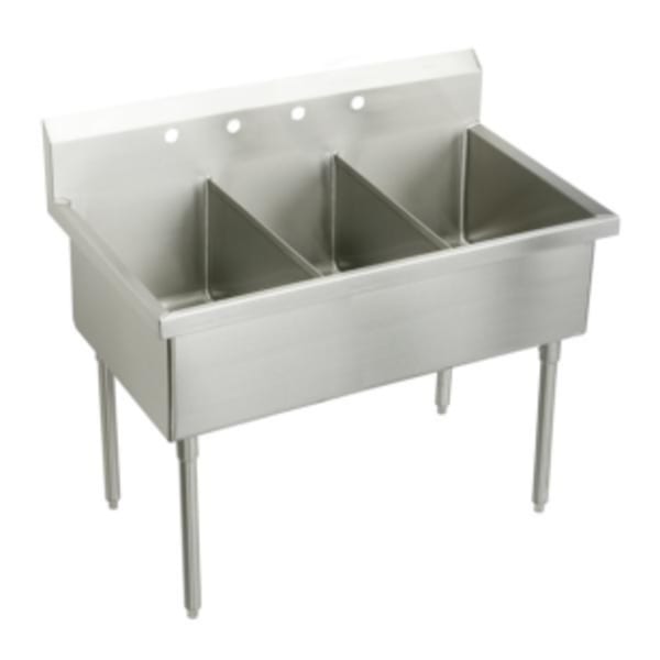 Elkay Sturdibilt Stainless Steel 57" x 27-1/2" x 14" Floor Mount Triple Compartment Scullery Sink