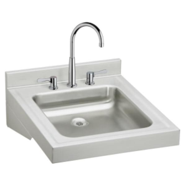 Elkay Sturdibilt Stainless Steel 19" x 23" x 4" Wall Hung Single Bowl Lavatory Sink Kit