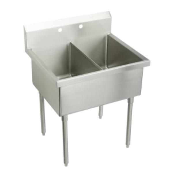 Elkay Weldbilt Stainless Steel 33" x 27-1/2" x 14" Floor Mount Double Compartment Scullery Sink