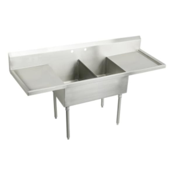 Elkay Weldbilt Stainless Steel 78" x 27-1/2" x 14" Floor Mount Double Compartment Scullery Sink with Drainboard