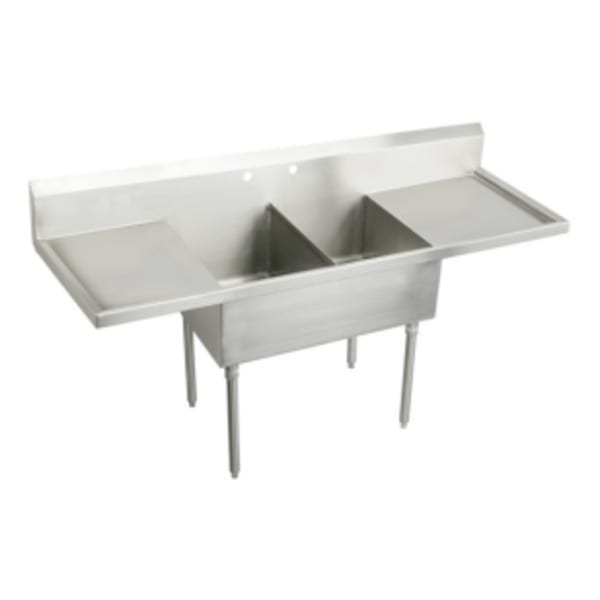 Elkay Weldbilt Stainless Steel 84" x 27-1/2" x 14" Floor Mount Double Compartment Scullery Sink with Drainboard