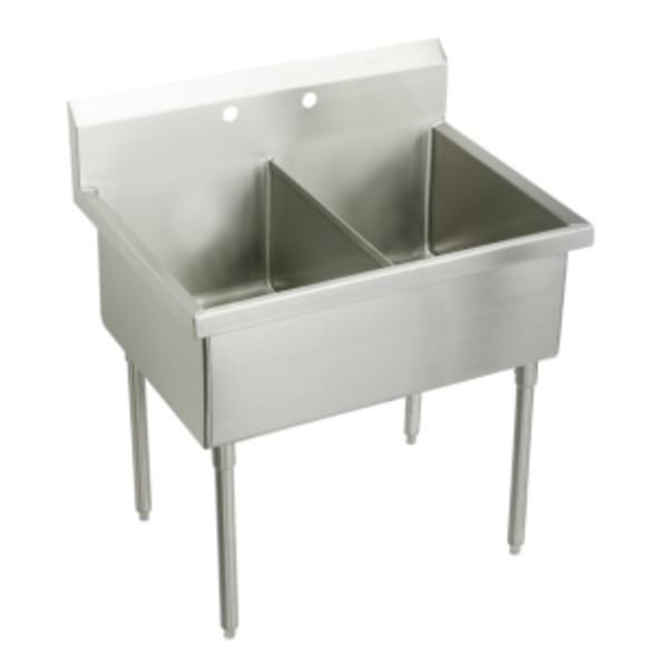 Elkay Weldbilt Stainless Steel 45" x 27-1/2" x 14" Floor Mount Double Compartment Scullery Sink