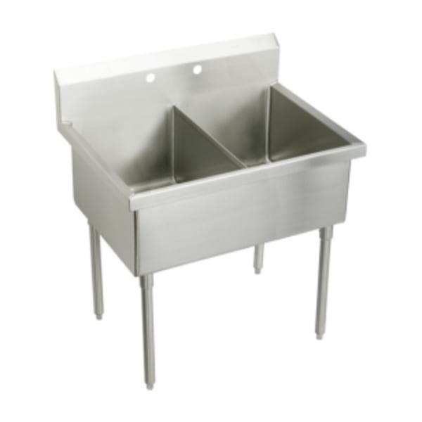 Elkay Weldbilt Stainless Steel 51" x 27-1/2" x 14" Floor Mount Double Compartment Scullery Sink