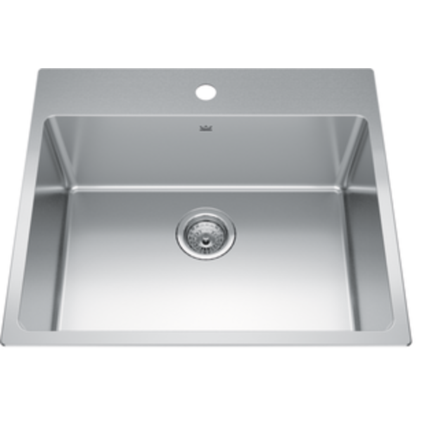 Brookmore 25.1-in LR x 22.1-in FB x 5.4-in DP Drop in Single Bowl Stainless Steel ADA Kitchen Sink