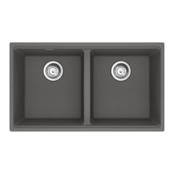 Franke Maris Undermount 31-in x 17.81-in Granite Double Bowl Kitchen Sink in Stone Grey