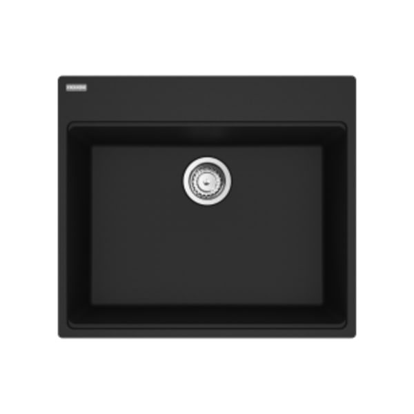 Franke Maris Topmount 25-in x 22-in Granite Single Bowl Kitchen Sink in Matte Black