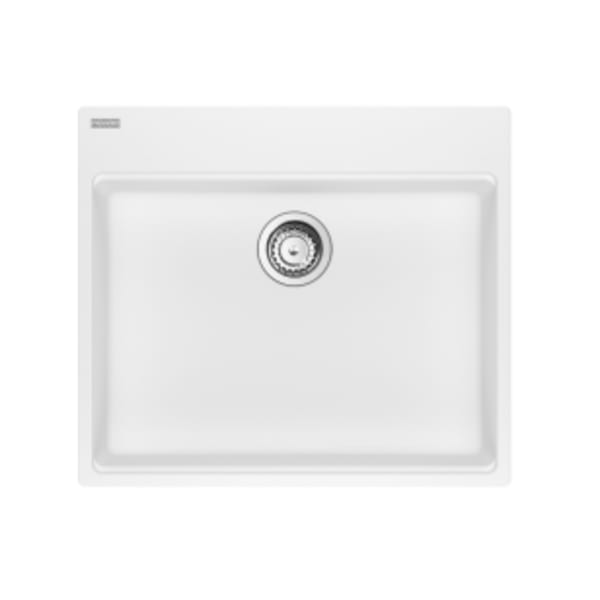 Franke Maris Topmount 25-in x 22-in Granite ADA Single Bowl Kitchen Sink in Polar White