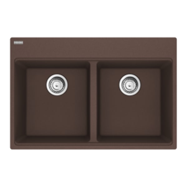 Franke Maris Topmount 33-in x 22-in Granite Double Bowl Kitchen Sink in Mocha