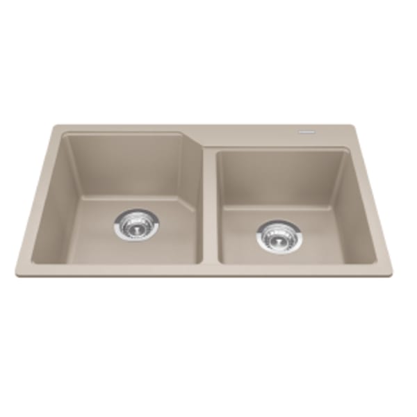 Granite Series 30.69-in LR x 19.69-in FB x 8.63-in DP Drop In Double Bowl Granite Kitchen Sink, MGCM2031-9CHAN