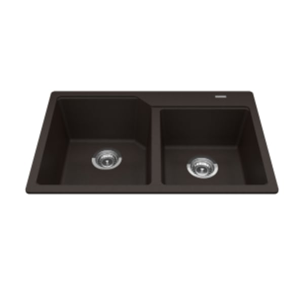 Granite Series 30.69-in LR x 19.69-in FB x 8.63-in DP Drop In Double Bowl Granite Kitchen Sink, MGCM2031-9ESN