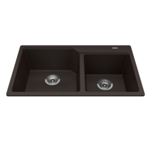 Granite Series 33.88-in LR x 19.69-in FB x 9.06-in DP Drop In Double Bowl Granite Kitchen Sink, MGCM2034-9ESN