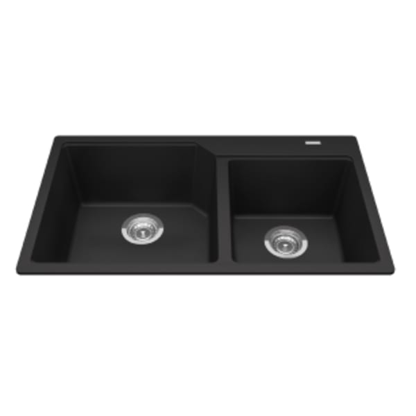 Granite Series 33.88-in LR x 19.69-in FB x 9.06-in DP Drop In Double Bowl Granite Kitchen Sink, MGCM2034-9MBKN