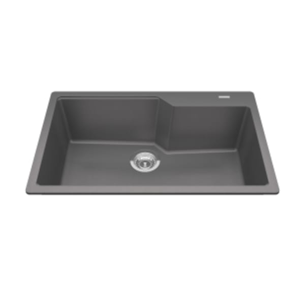 Granite Series 30.7-in LR x 19.69-in FB x 9.06-in DP Drop In Single Bowl Granite Kitchen Sink, MGSM2031-9SGN