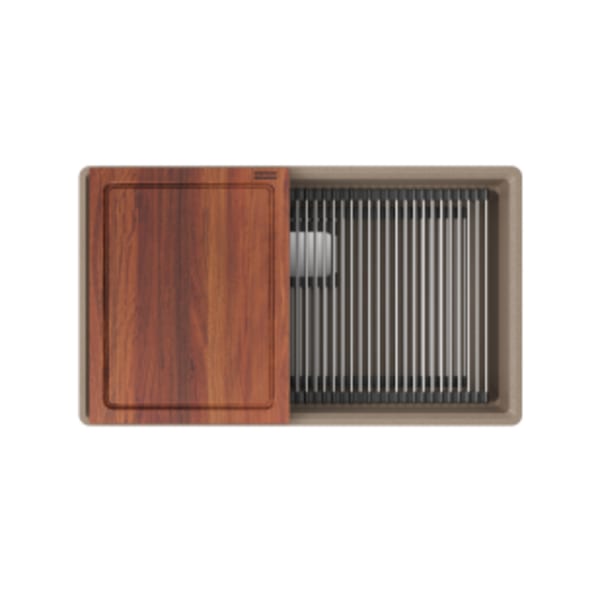 Franke Peak Workcenter 32.0-in. x 18.8-in. Oyster Granite Undermount Single Bowl Kitchen Sink