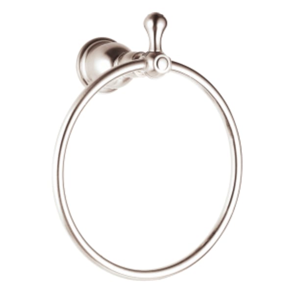 6-7/8" x 4-1/8" x 7-3/4", Brushed Nickel, Metal, Bath Towel Ring with Mounting Hardware