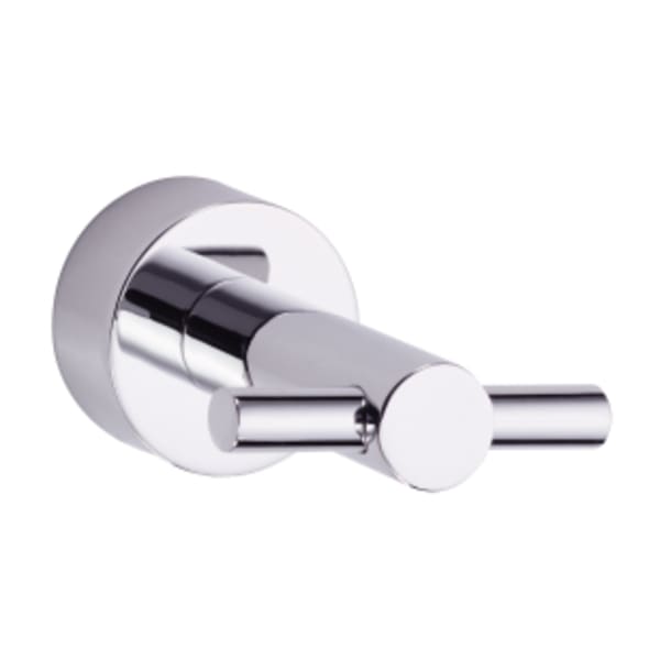 2-1/2" x 3-1/4" x 1-3/4", Chrome Plated, Double, Robe Hook with Mounting Hardware