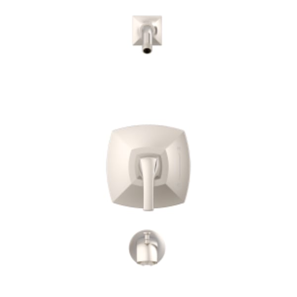 Vaughn 1H Tub & Shower Trim Kit & Treysta Cartridge Less Showerhead Brushed Nickel