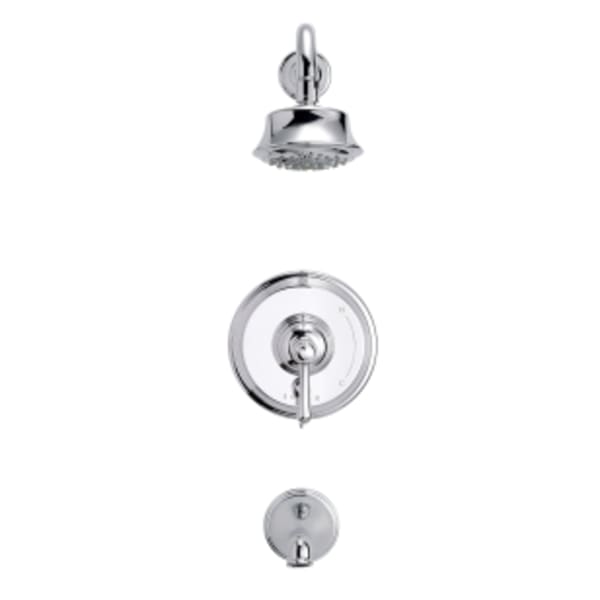 Opulence 1H Tub & Shower Trim Kit & Treysta Cartridge w/ Diverter on Valve & 5 Function Showerhead 2.0gpm Chrome