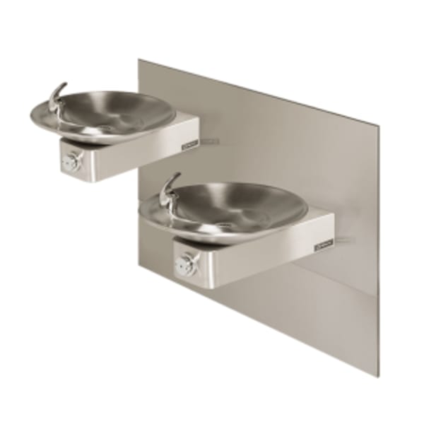 Dual Hi-Lo ADA Wall-Mount Vandal-Resistant Satin Finish 18 Gauge Stainless Steel Drinking Fountain With Access Panel And In-The-Wall-Mounting System