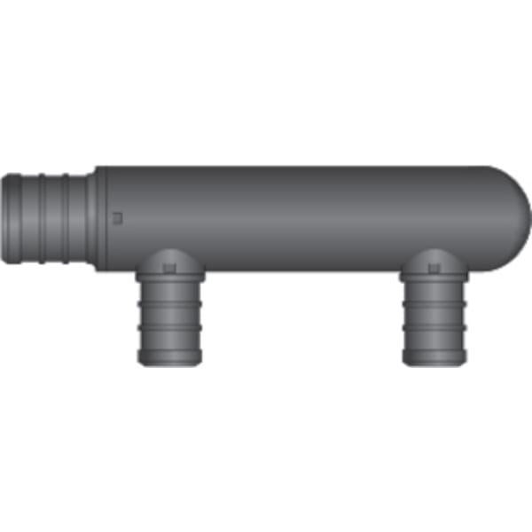 2-Port  PEX Manifold Tee - 3/4" Crimp Inlet, Closed Outlet - (2) 1/2" Crimp Ports - Composite, Crimp(F2159)