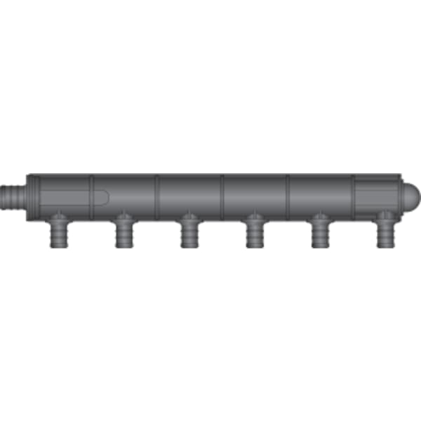 6-Port  PEX Manifold Tee - 1" Crimp Inlet, Closed Outlet - (6) 1/2" Crimp Ports - Composite, Crimp(F2159)