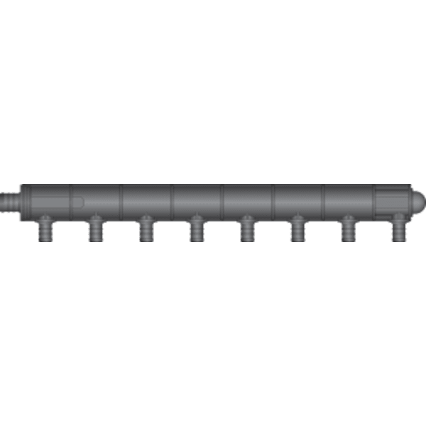 8-Port  PEX Manifold Tee - 1" Crimp Inlet, Closed Outlet - (8) 1/2" Crimp Ports - Composite, Crimp(F2159)