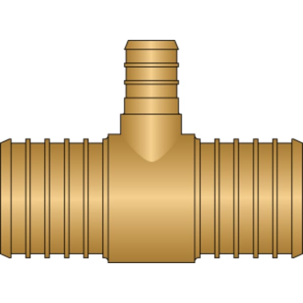 1-1/4" x 1-1/4" x 1/2" PEX Reducing Tee (Crimp(F1807)) - Brass