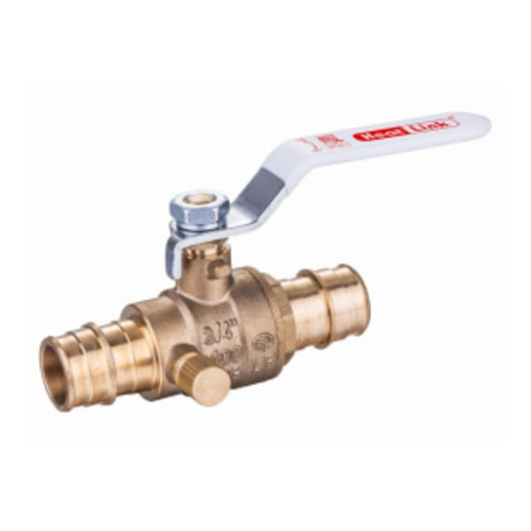 1/2" PEX F1960 No Lead Brass Ball Valve with Drain, Full Port