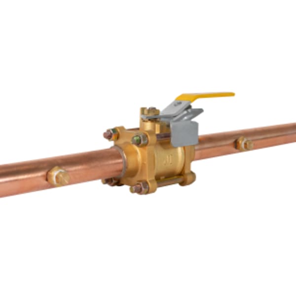 1/2" Solder - Oxygen Cleaned for Medical Gas, 3 Piece 4 Bolt, Copper Stub Connection, with Double Gauge Port, 600 WOG