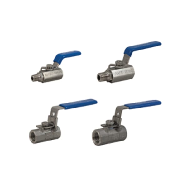 1/8" FIP x MIP - Full Port, 1 Piece/2 Piece, Threaded Connection, Mini Valves, 1000 WOG, Stainless Steel Ball and Stem