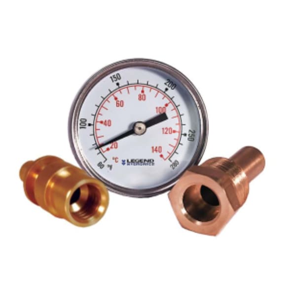 3/4" - Sweat, Temperature Gauge with Thermowell and 1" Probe (60 Deg - 280 Deg F)