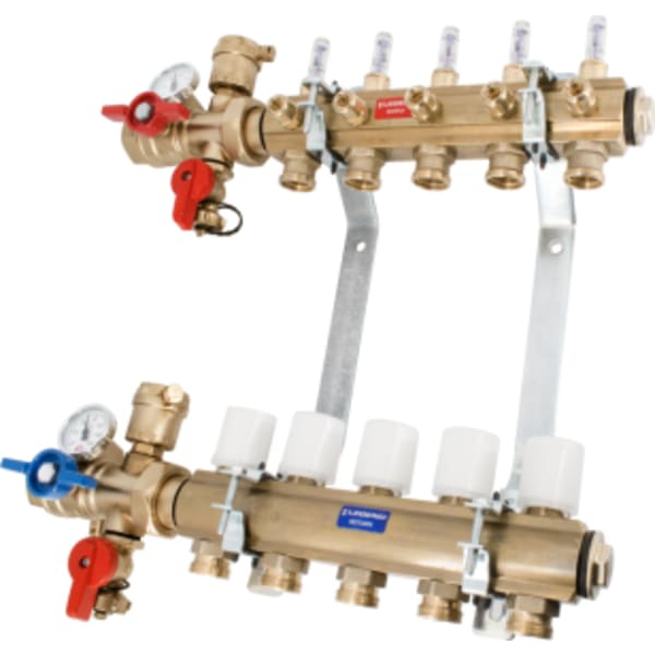 M-8200P Precision Manifold with Integrated Adapter Valve 1-1/4" Brass Bar 8 Port, Mounting Brackets M-8200 PRECISION PRO MANIFOLD