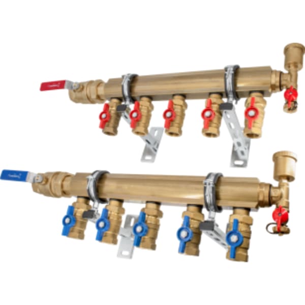 M-8220 High Capacity Manifold Kit 2" OT-63 Brass Bar 5 Port - 4 Brackets
