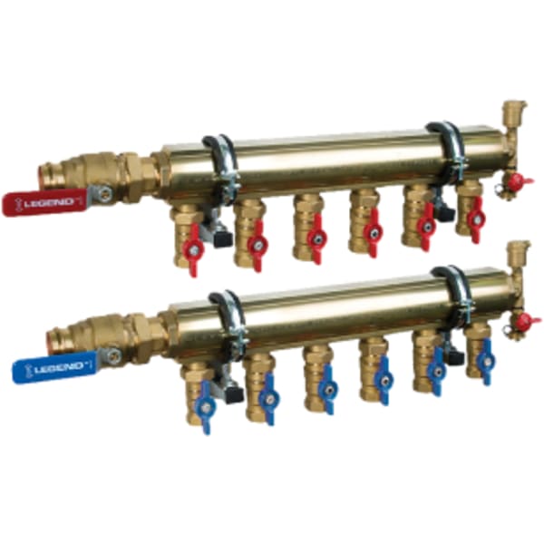 M-8220P High Capacity Manifold Kit with Air& Fill/Purge Valve 2" OT-63 Brass Bar 3 Port - 4 Brackets